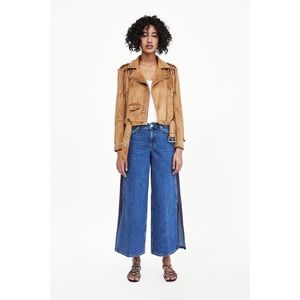 New Zara Camel Faux Suede Jacket w/ Fringe